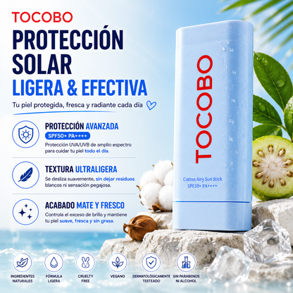 TOCOBO Pack 2 Cotton Airy Sun Stick SPF5 19g – Protección solar